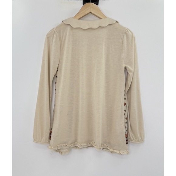 Axes Femme Floral Scalloped Collared Blouse Sz M Fairy Grunge Goth Mori Kei - Picture 2 of 12